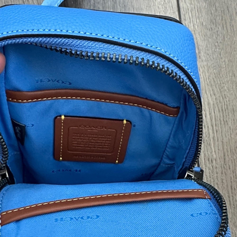 Coach Electric Blue Pebble Leather Gotham Pack Shoulder Belt Bag - Picture 10 of 10